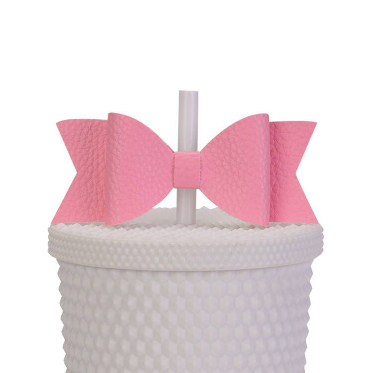 Wholesale Durian Cup Leather Straw Cup Accessories Bow Straw Cover Sticker